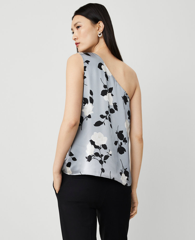 Studio Collection Rose Garden Silk One-Shoulder Top