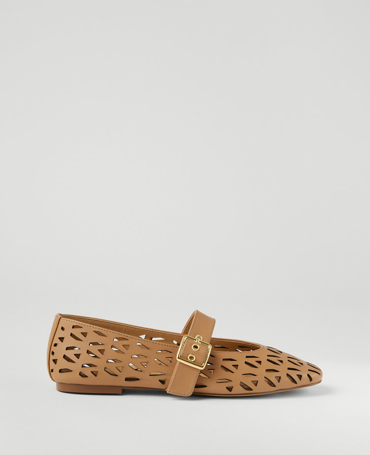 Perforated Buckle Ballet Flats