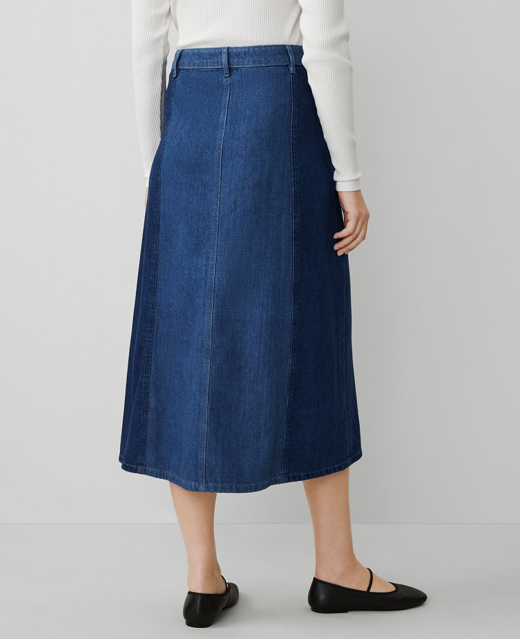 Petite Colorblock Denim Midi Skirt