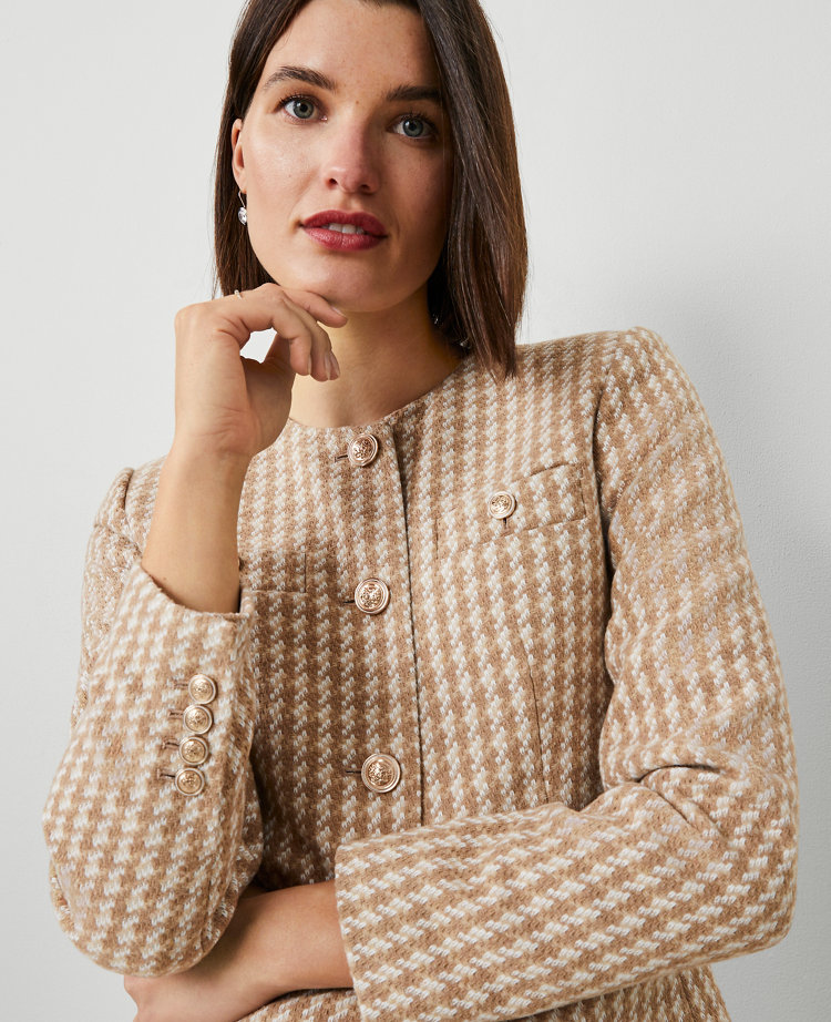 Petite Houndstooth Tweed Jacket