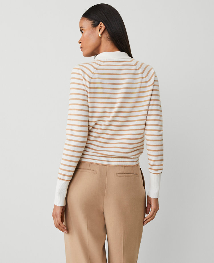 Petite Striped Collared Cardigan