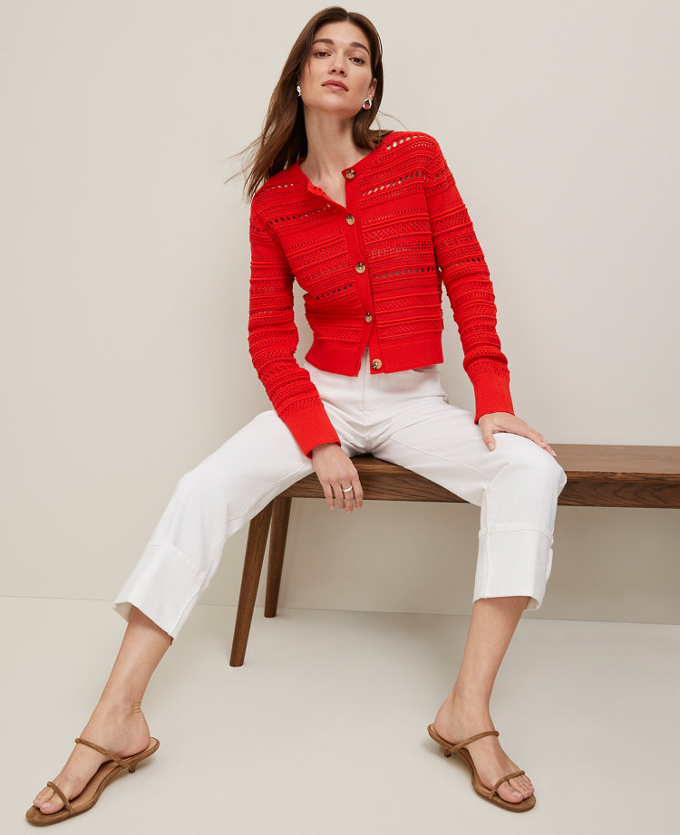 Pointelle Textured Cardigan