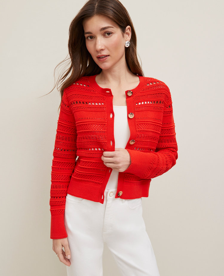 Pointelle Textured Cardigan