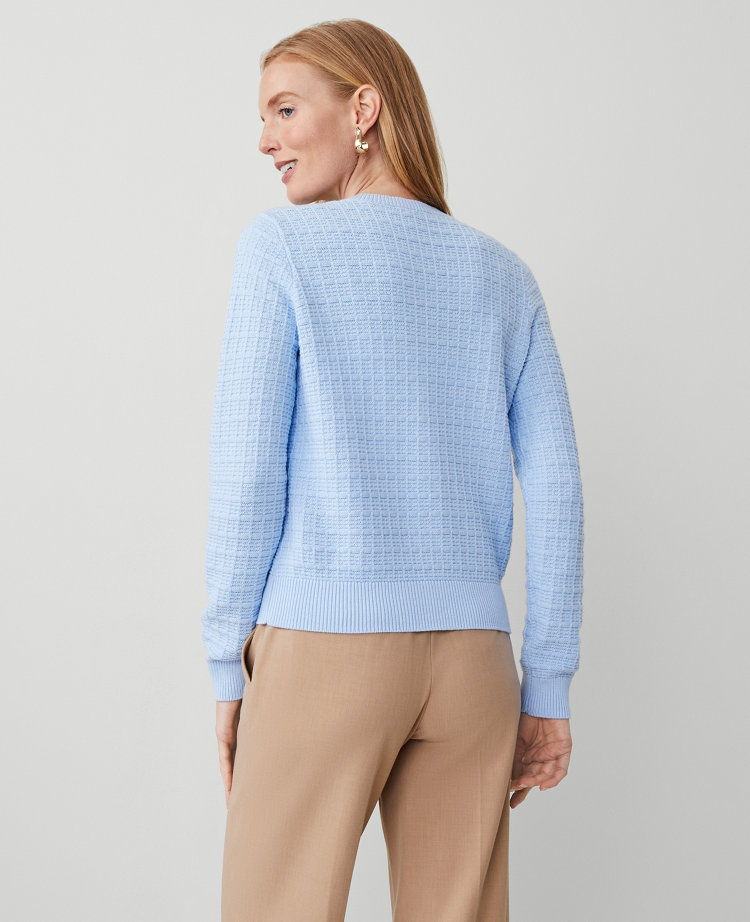 Ann Taylor Button Envelope Neck Sweater Freesia Blue Women's