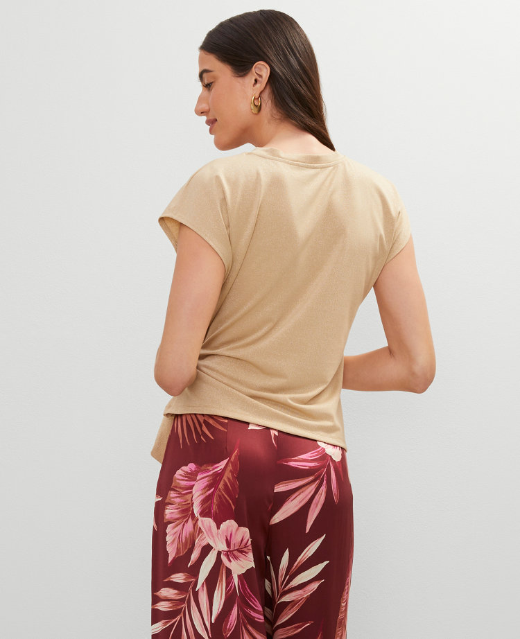 Metallic Tie Waist Tee