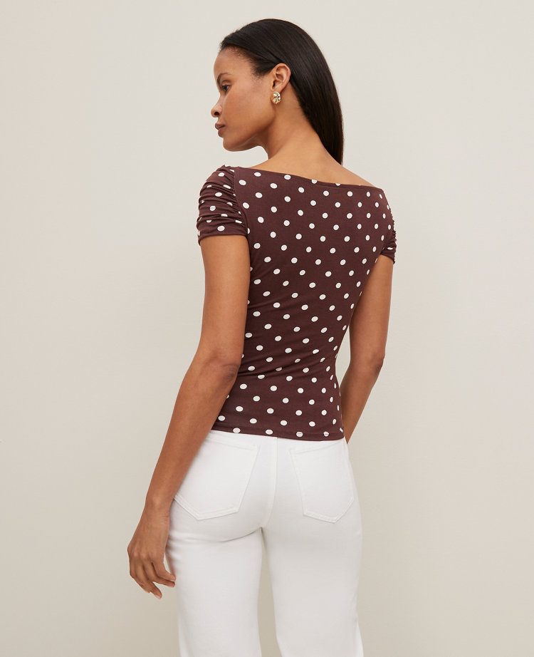 Dotted Crisscross Off-The-Shoulder Top