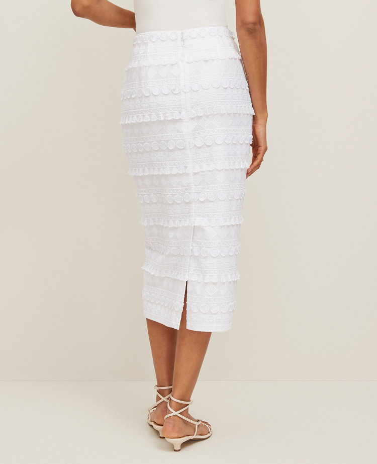 Embroidered Column Midi Skirt