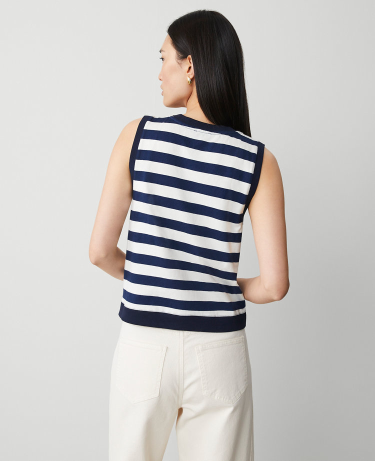 Petite Striped V-Neck Vest carousel Product Image 3