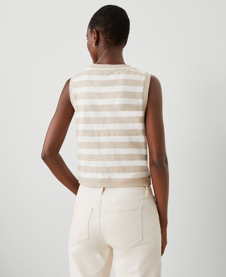 Petite Striped V-Neck Vest
