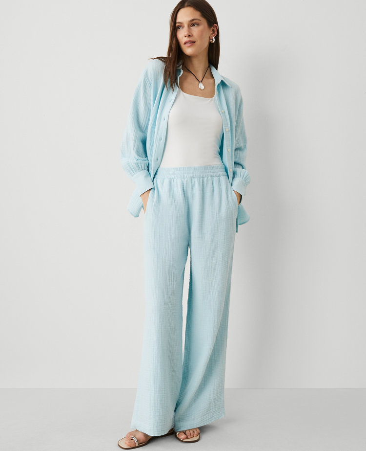 The Pull-On Wide-Leg Pant in Triple Cloth