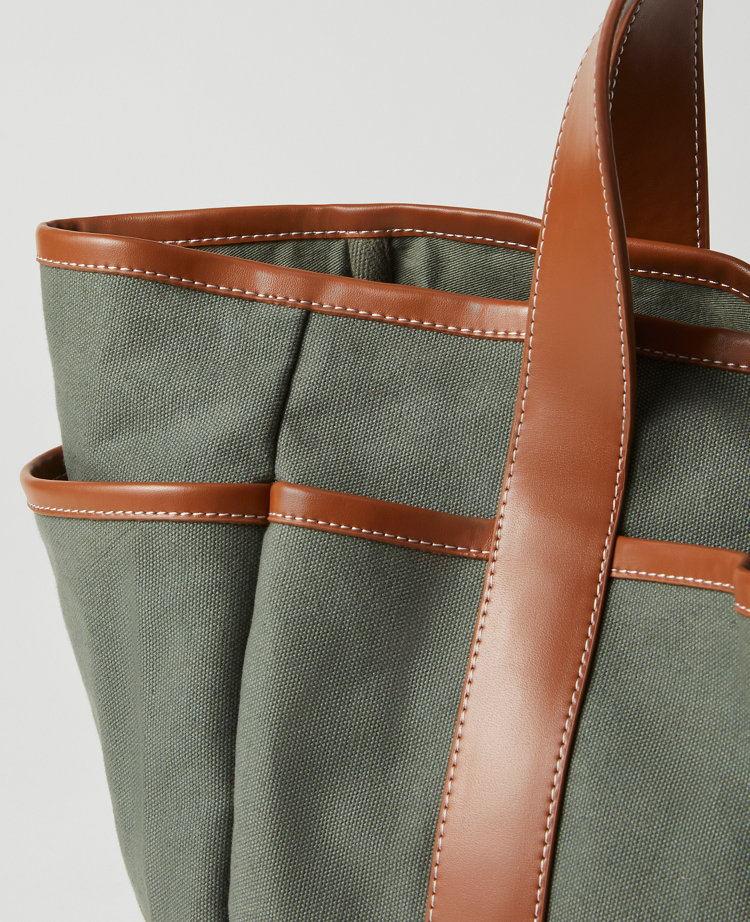 Ann Taylor Garden Canvas Tote Bag In Topiary Green