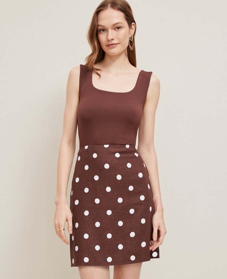 Dotted Linen-Blend Mini Skirt
