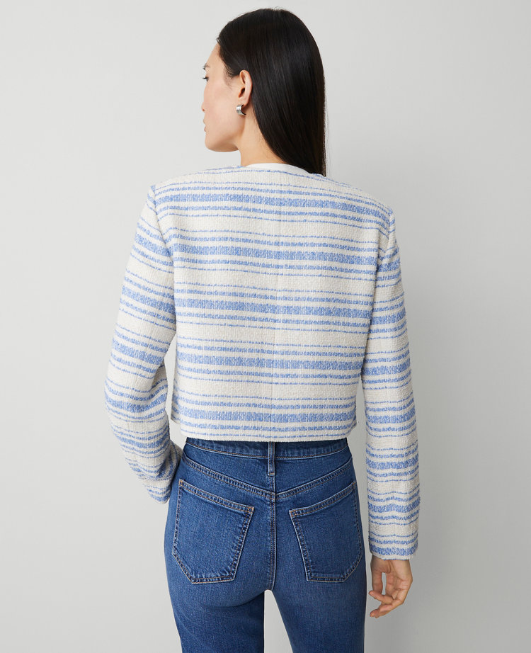 Petite Striped Tweed Cropped Jacket carousel Product Image 3