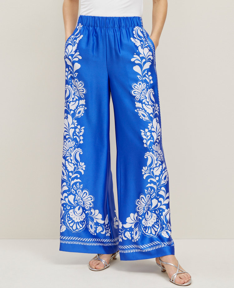 The Easy Palazzo Pant in Paisley Satin