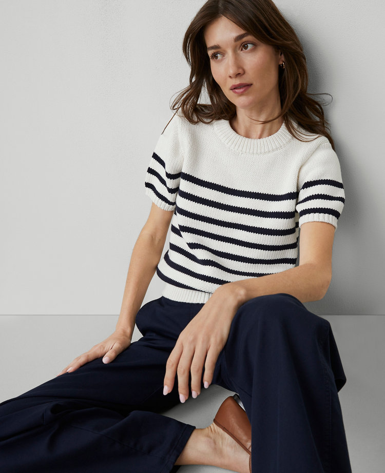 Petite Weekend Collection Striped Sweater Tee