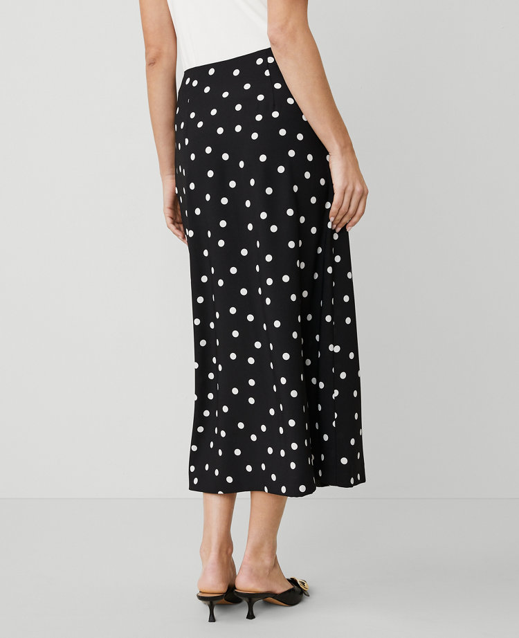 Dotted Crepe Button Maxi Skirt