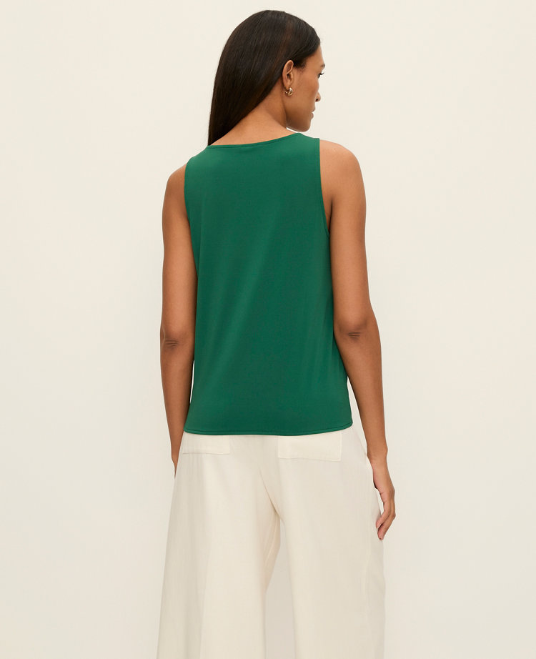 Petite Mixed Media V-Neck Shell