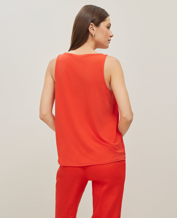 Petite Mixed Media V-Neck Shell
