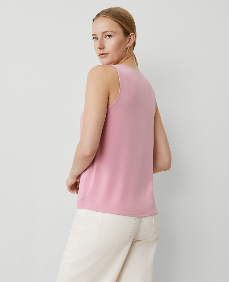 Petite Mixed Media V-Neck Shell