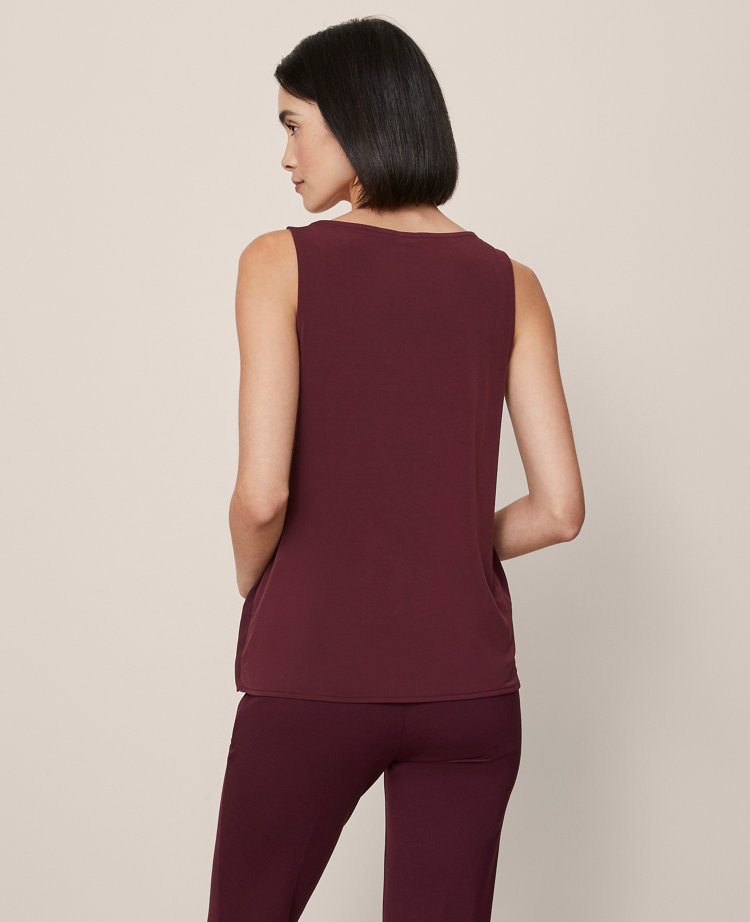 Petite Mixed Media V-Neck Shell