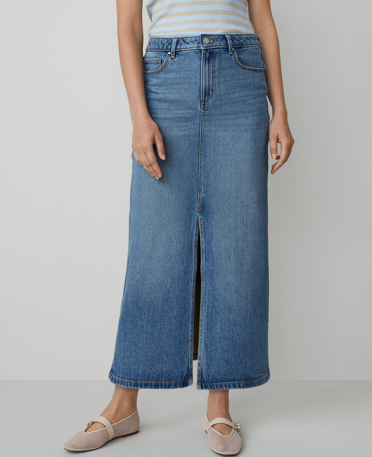 Petite Denim Midi Skirt