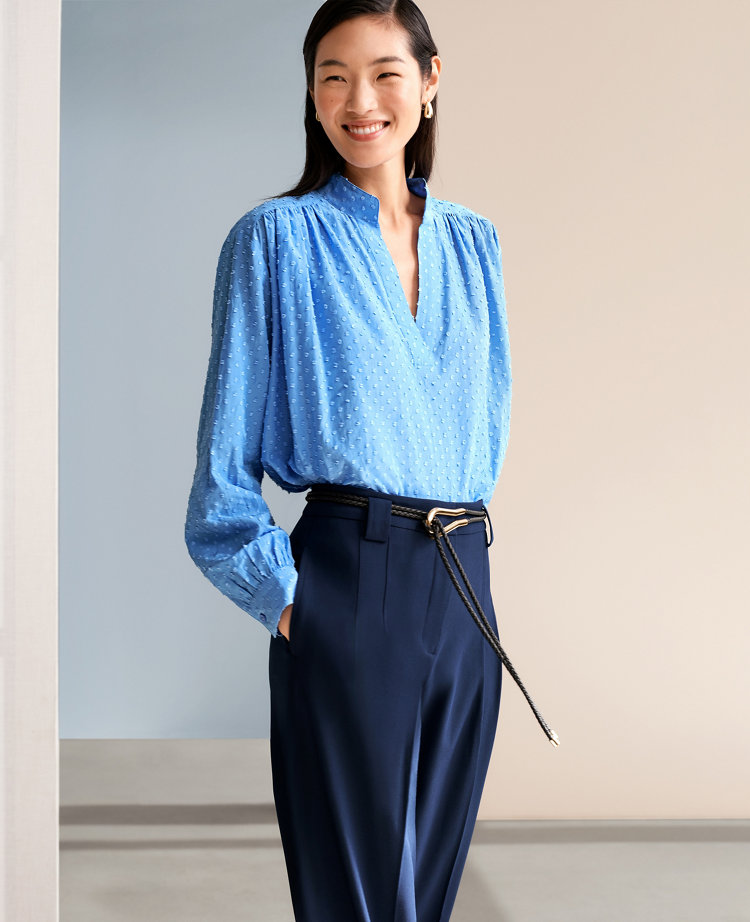 Tall Clip Collared V-Neck Blouson Popover carousel Product Image 1