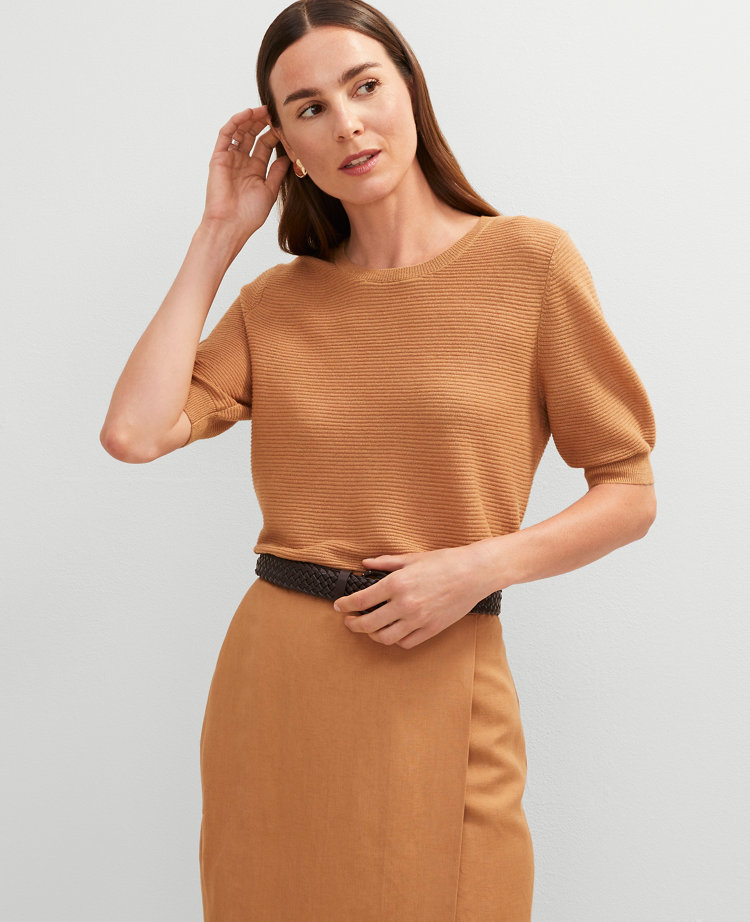 Linen-Blend Ribbed Sweater
