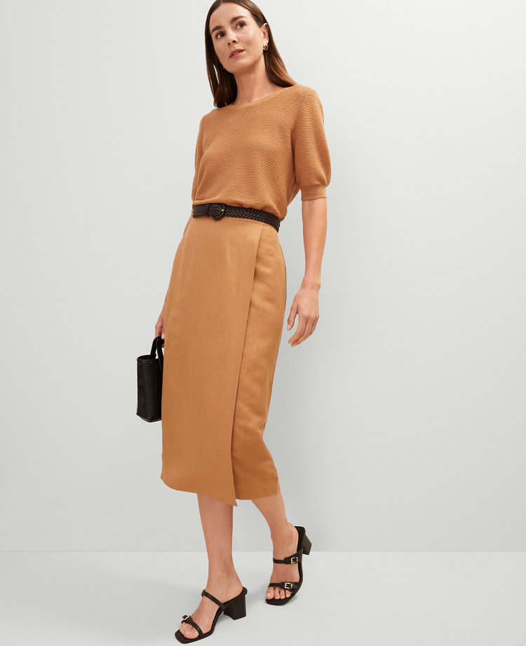 Shop Ann Taylor Linen-blend Ribbed Sweater