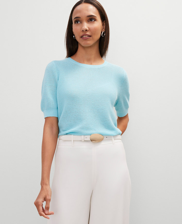 Linen-Blend Ribbed Sweater