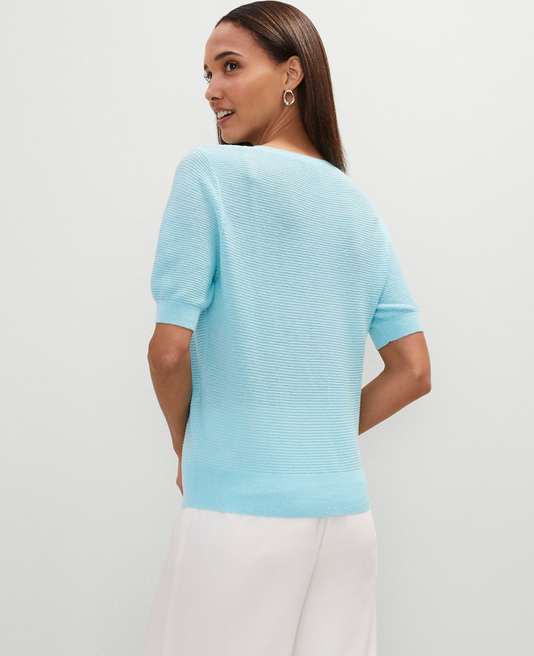 Linen-Blend Ribbed Sweater