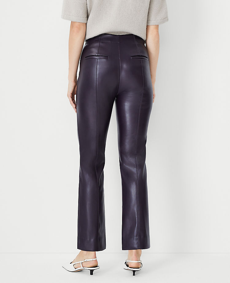 The Seamed Kick Crop Pant in Faux Leather