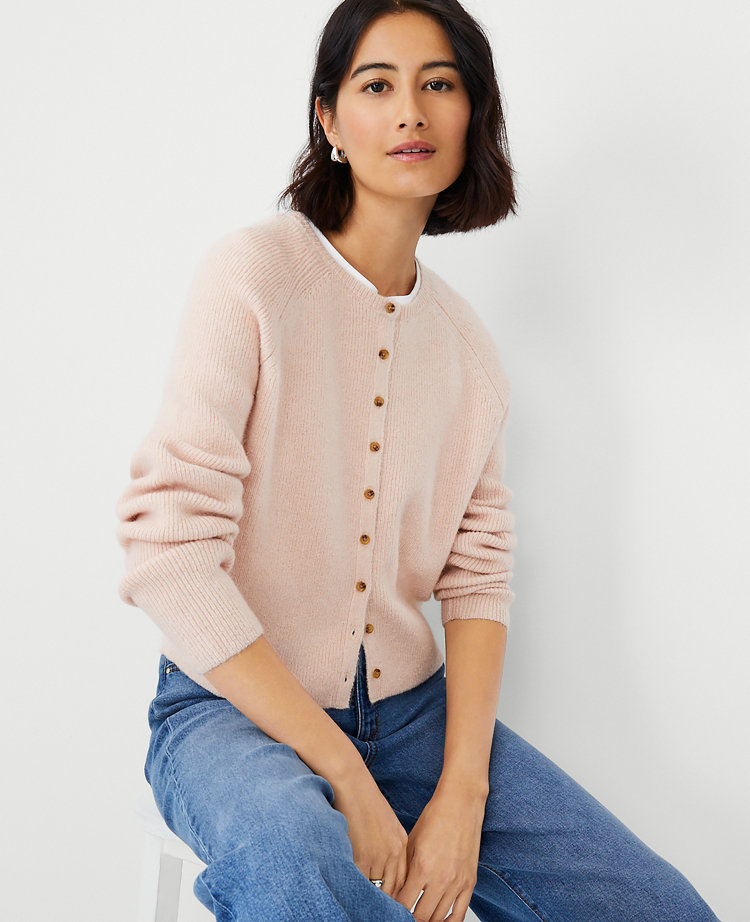 Ribbed Crew Neck Cardigan