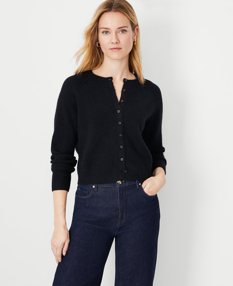 Ribbed Crew Neck Cardigan