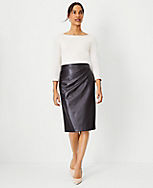 Faux Leather Side Tucked Wrap Pencil Skirt carousel Product Image 3