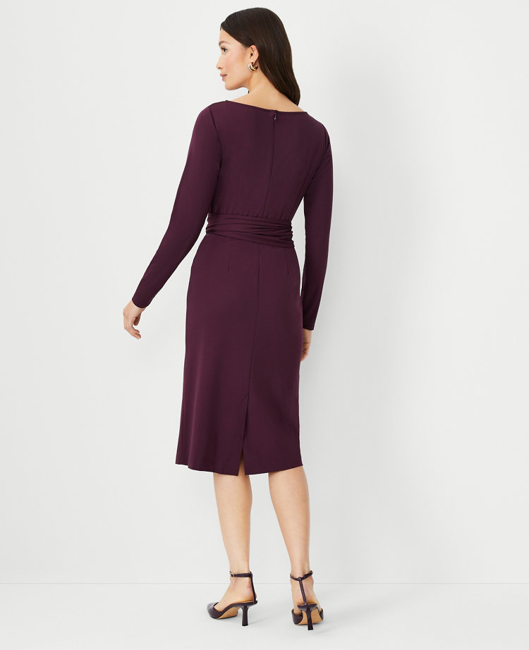 Tie Waist Long Sleeve Sheath Dress