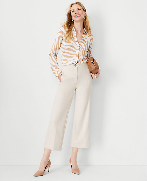 The Kate Wide Leg Crop Pant in Faux Suede