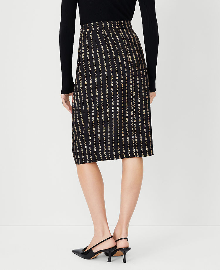 Chain Print Side Tucked Wrap Pencil Skirt