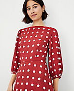 Dotted Boatneck Flare Dress carousel Product Image 3