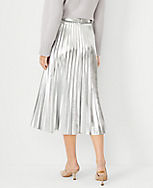 Faux Leather Pleated Midi Skirt carousel Product Image 2