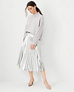 Faux Leather Pleated Midi Skirt carousel Product Image 3