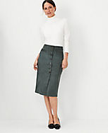 Faux Suede Seamed Button Midi Skirt carousel Product Image 3