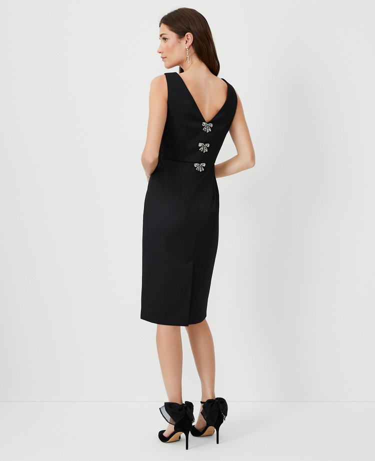 Sparkle Bow Back V Neck Sheath Dress