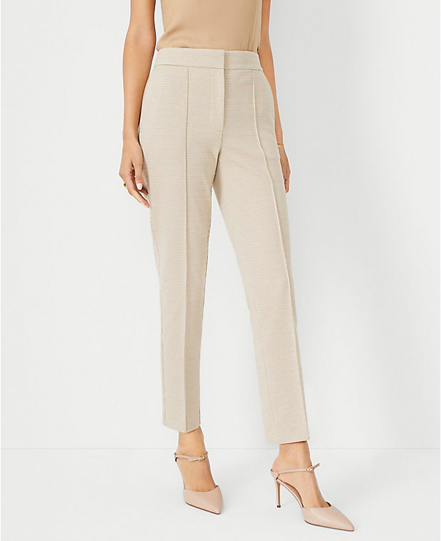 The High Rise Slim Ankle Pant in Micro Houndstooth Double Knit