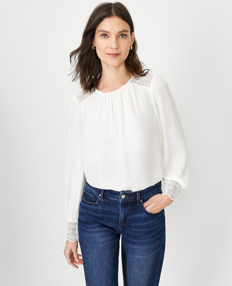 Lace Trim Inset Blouse