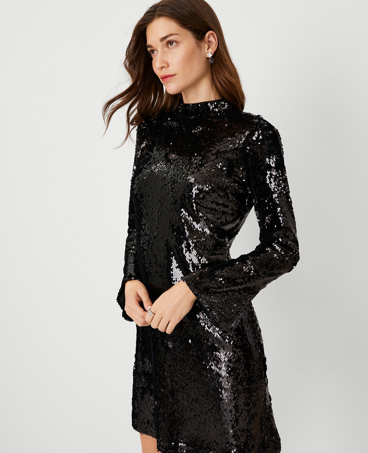 Sequin Bell Sleeve Shift Dress