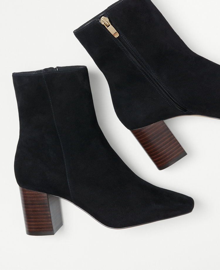 High Block Heel Suede Booties