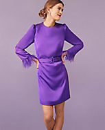 Feather Cuff Belted Shift Dress carousel Product Image 5