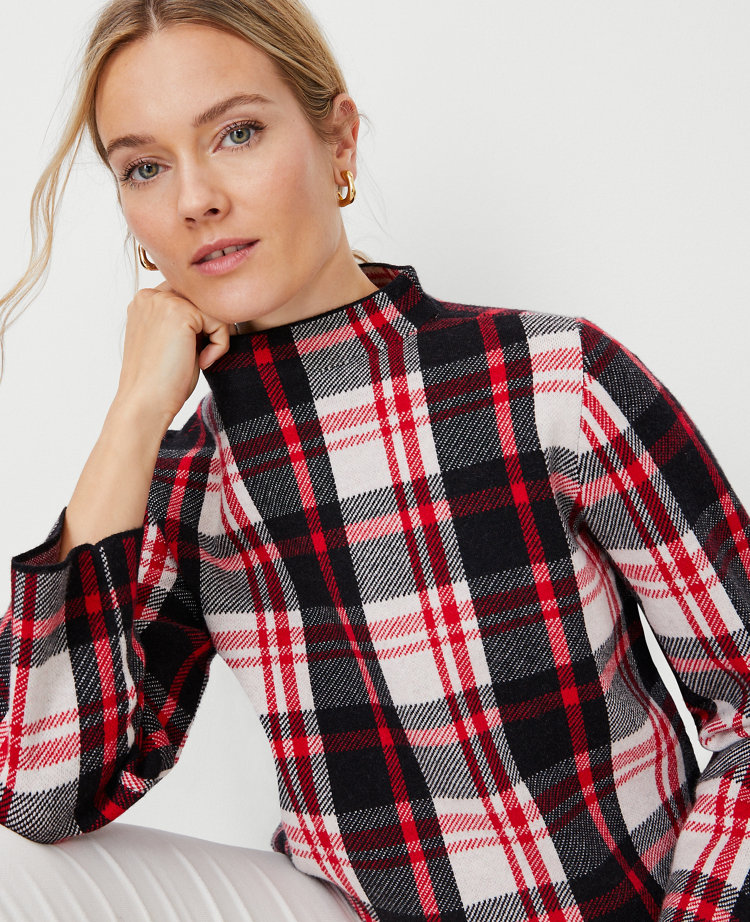 Black plaid sweater sale