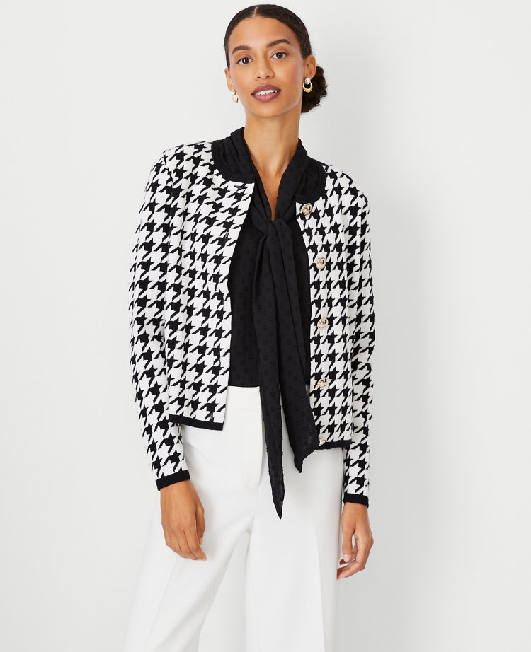 Houndstooth Sweater Jacket