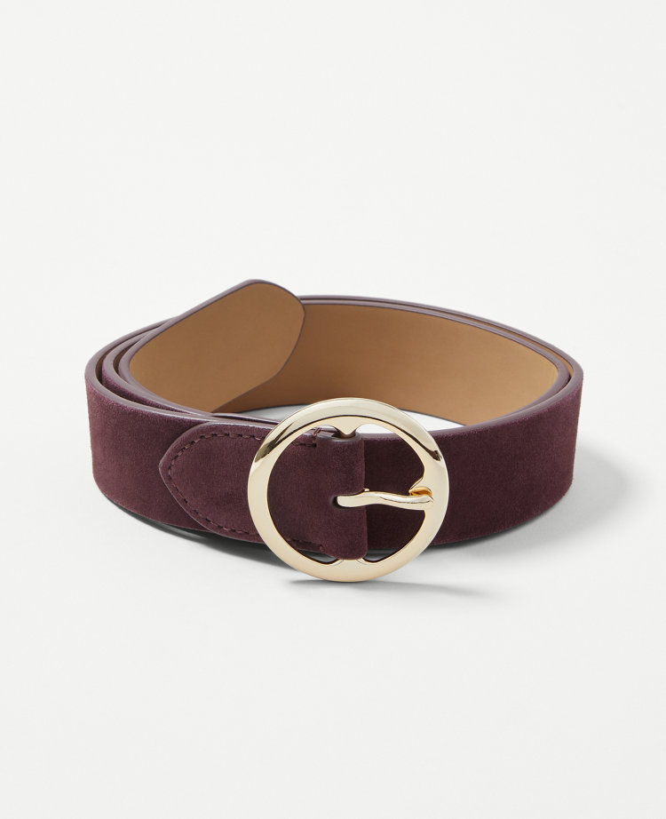 Circle Buckle Wide Suede Belt